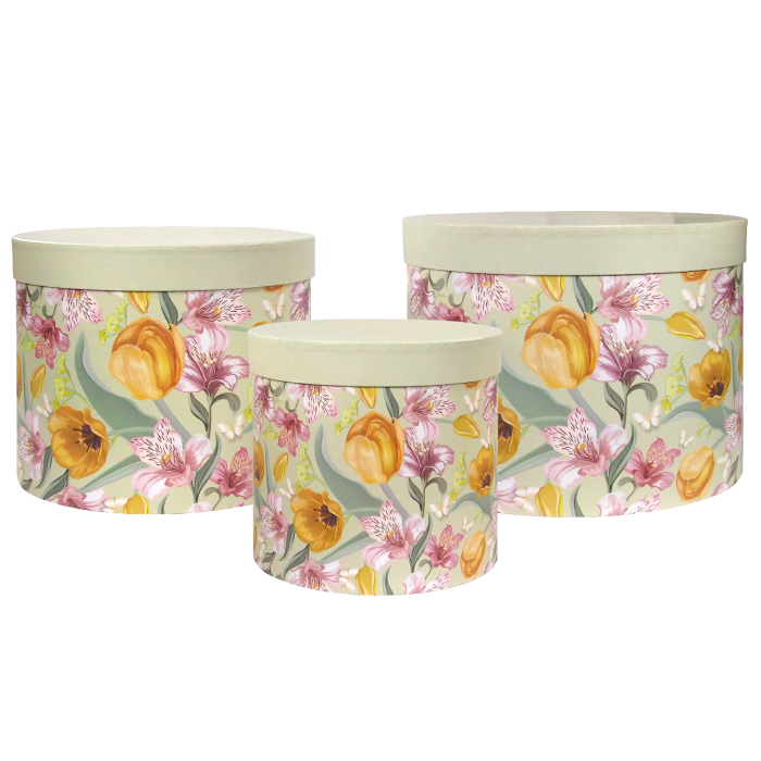 Kwiatowe flowerboxy 3 szt.
Komplet flower boxów pudełka prezentowe w kwiaty Dzień Matki urodziny