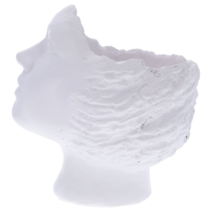 Profil osłonki gipsowej głowy o wymiarach 25x18x24 cm. Elegancki dodatek do wnętrz stylizowany na rzeźbę antyczną.