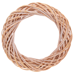 Naturalny wianek wiklinowy o średnicy zewnętrznej 35 cm. Estetyczna baza do zawieszenia, idealna pod dekoracje nagrobne, jesienne stroiki oraz aranżacje ślubne.