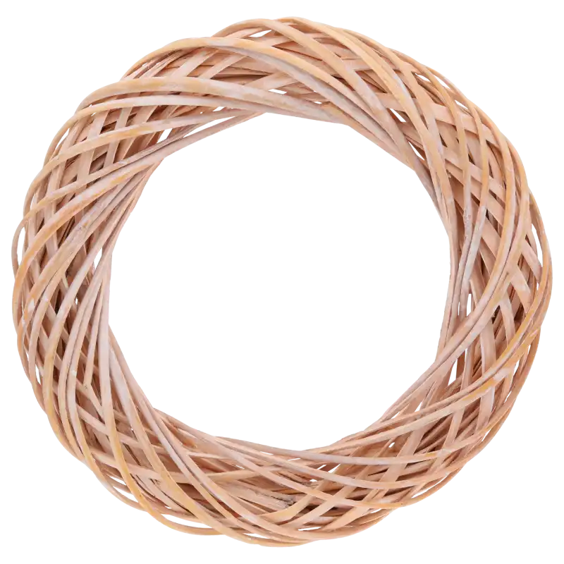 Naturalny wianek wiklinowy o średnicy zewnętrznej 35 cm. Estetyczna baza do zawieszenia, idealna pod dekoracje nagrobne, jesienne stroiki oraz aranżacje ślubne.