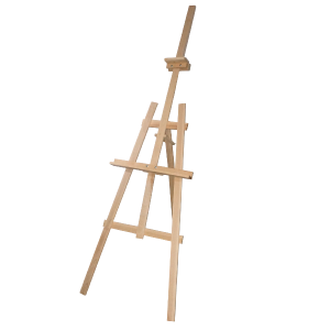 Sztaluga drewniana trójnożna 170 cm w kolorze naturalnym, ujęcie całego przedmiotu na białym tle.