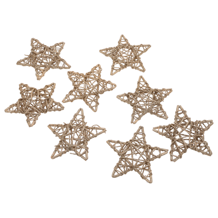 gwiazdki rattanowe brokatowe złote, złote gwiazdki dekoracyjne, ozdoby świąteczne złote, gwiazdki brokatowe 12 cm, dekoracje bożonarodzeniowe, rattanowe gwiazdki złote, ozdoby choinkowe