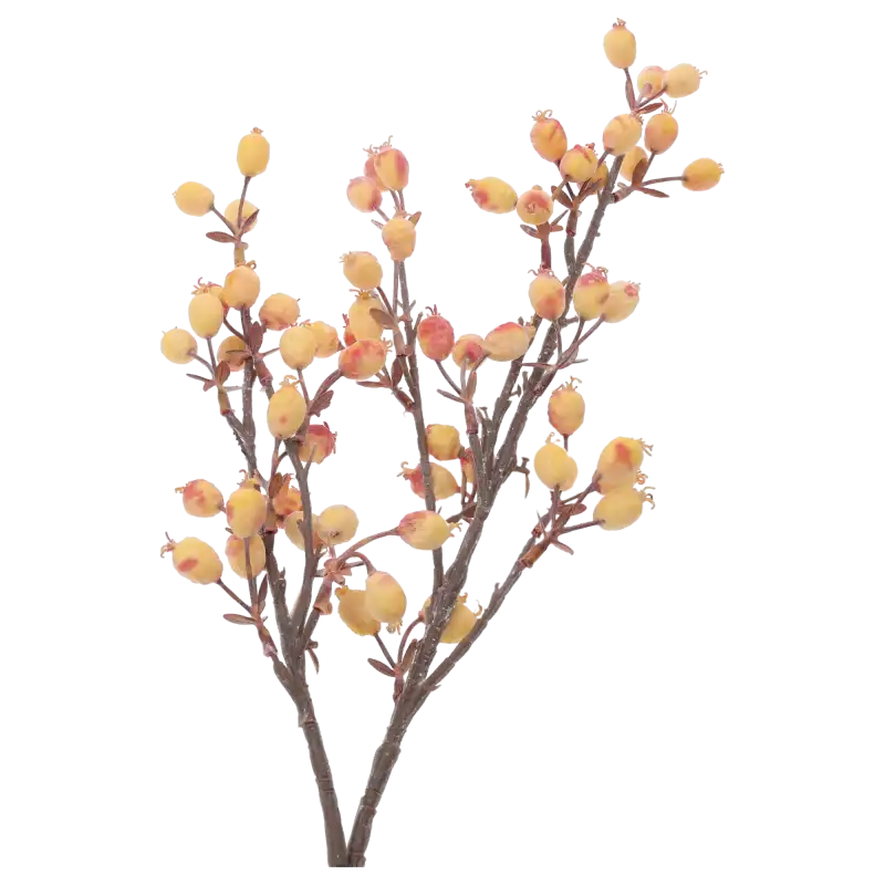 Ozdobna gałązka o długości 65 cm z dekoracyjnymi kulkami o średnicy 1,5 cm. Idealna do kompozycji florystycznych.
