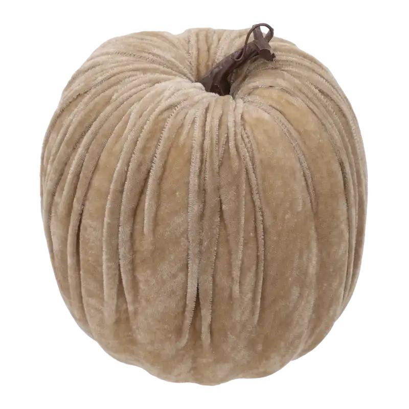 Dynia dekoracyjna w kolorze cappuccino o średnicy 20 cm. Wykonana z przyjemnej w dotyku tkaniny, stanowi elegancki jesienny akcent.