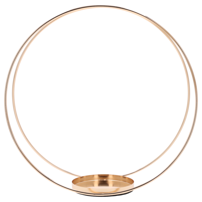 Złote metalowe koło na kompozycje 30 cm. Elegancka obręcz z okrągłą podstawką do stroików.
