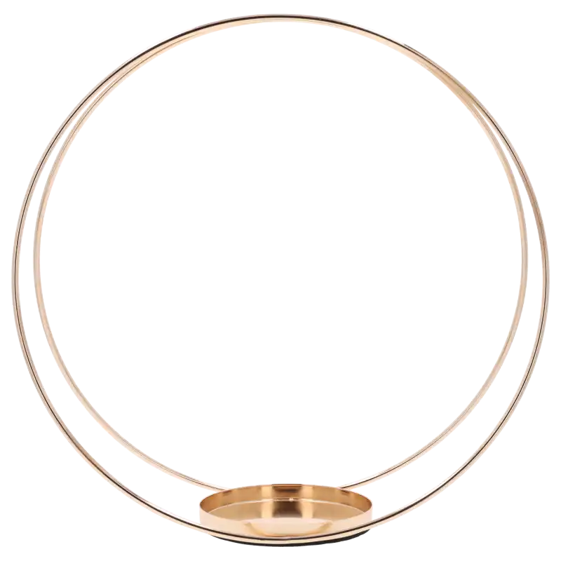 Złote metalowe koło na kompozycje 30 cm. Elegancka obręcz z okrągłą podstawką do stroików.