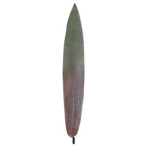 Pionowe ujęcie dwubarwnego liścia piankowego o długości 93 cm. Dekoracyjny element florystyczny z widoczną fakturą materiału na całej powierzchni.