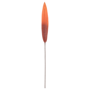 Pionowe ujęcie pomarańczowego liścia piankowego na długiej łodydze. Całkowita długość dekoracji wynosi 93 cm, co pozwala na łatwe umieszczenie w wysokich wazonach.