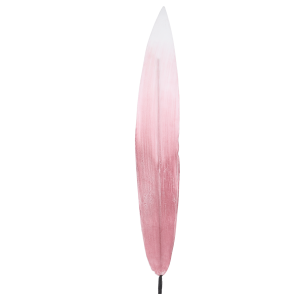 Pionowe ujęcie różowego piankowego liścia o długości 93 cm. Dekoracja posiada elastyczną fakturę, idealną do nowoczesnych bukietów i stroików florystycznych.