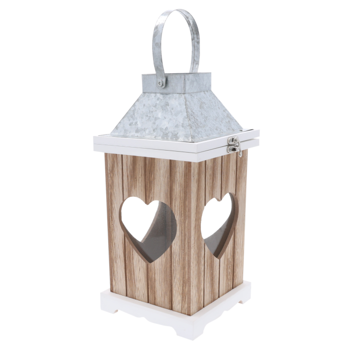 drewniany lampion, lampion z sercami, lampion z uchylną górą, lampion na świece, lampion LED, dekoracje do domu, lampion drewniany 30 cm, lampion 37 cm, lampion na prezent, ozdoby drewniane, lampion z metalem
