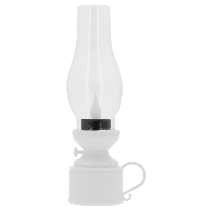 biała lampa naftowa LED 19 cm, lampa LED na baterie, dekoracja świąteczna, imitacja płomienia świecy, ciepłe migające światło, lampka LED na stół, dekoracja na okno, lampa naftowa dekoracyjna, prezent świąteczny, przenośna lampa LED