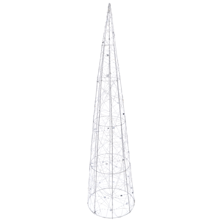 Świecąca srebrna choinka 80 cm z 40 diodami LED i koralikami na metalowym stelażu. Efektowna dekoracja świąteczna do wnętrz, idealna jako świecące ozdoby i lampki LED.