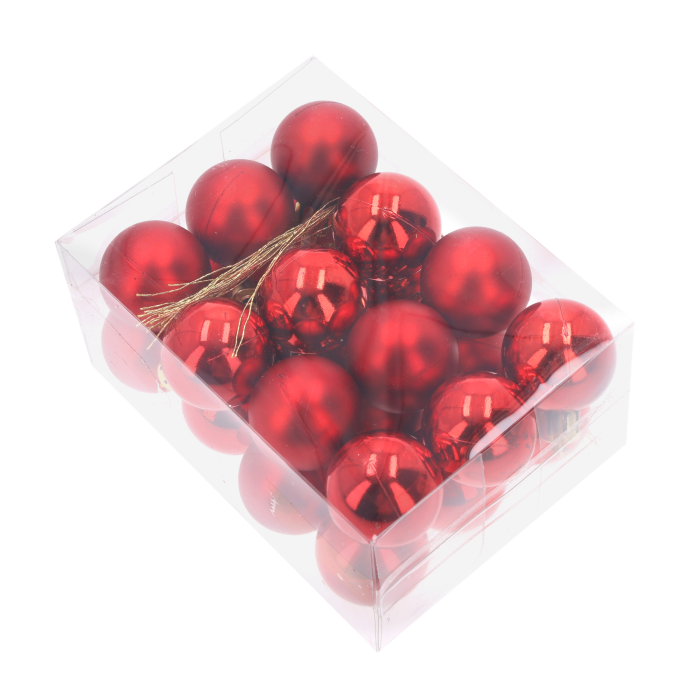 bombki czerwone, bombki choinkowe, bombki 3 cm, zestaw bombek, świąteczne dekoracje, nietłukące bombki, matowe bombki, błyszczące bombki, klasyczne ozdoby bożonarodzeniowe