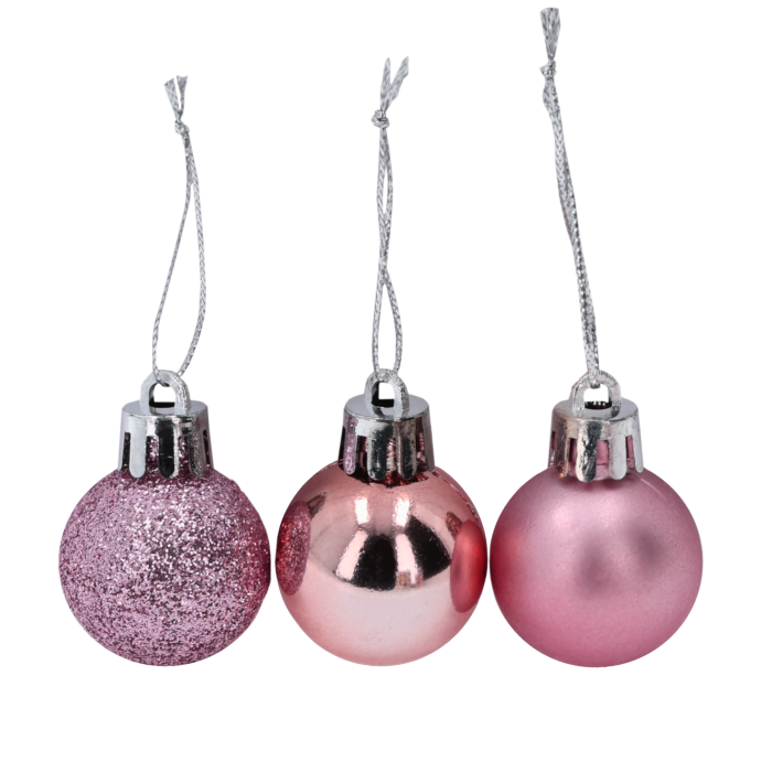 bombki choinkowe, różowe bombki, ozdoby na choinkę, nietłukące bombki, dekoracje świąteczne, bombki 3 cm, brokatowe bombki, świąteczne dekoracje, bożonarodzeniowe bombki, różowe ozdoby