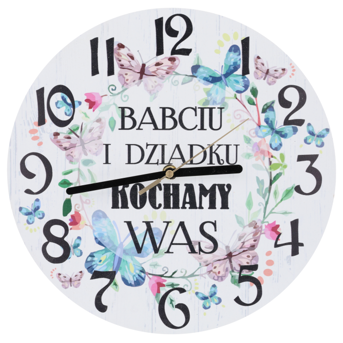 zegar na Dzień Babci i Dziadka, prezent dla babci i dziadka, zegar ścienny 30 cm, personalizowany zegar, cichy zegar ścienny, zegar z napisem, upominek dla dziadków, dekoracja na Dzień Babci i Dziadka, zegar z dedykacją, elegancki zegar ścienny