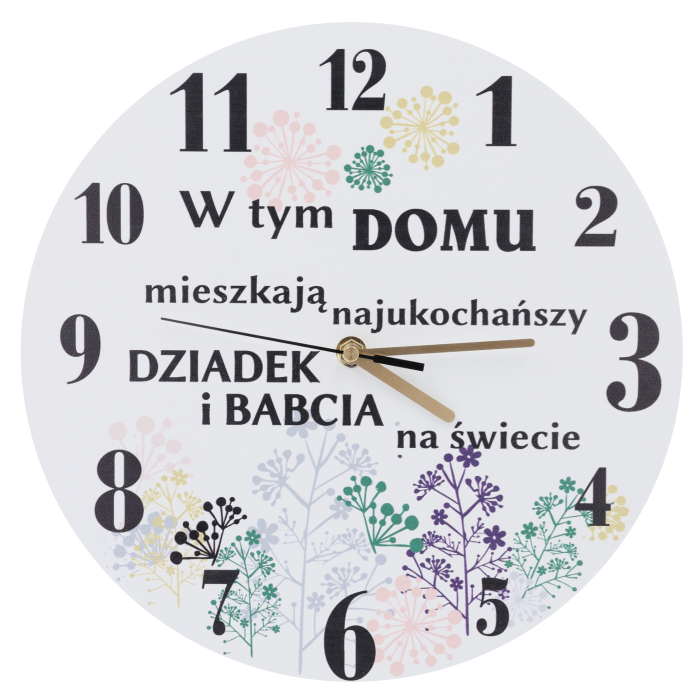 zegar dla babci i dziadka, prezent na Dzień Babci, prezent na Dzień Dziadka, zegar ścienny 30 cm, dekoracja do domu, upominek dla dziadków