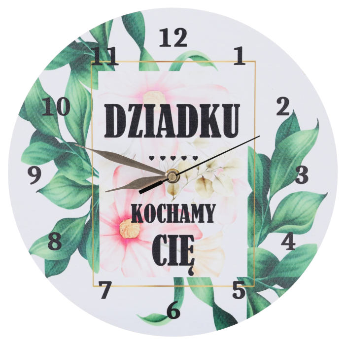 zegar dla dziadka, prezent na Dzień Dziadka, zegar ścienny 30 cm, personalizowany zegar dla dziadka