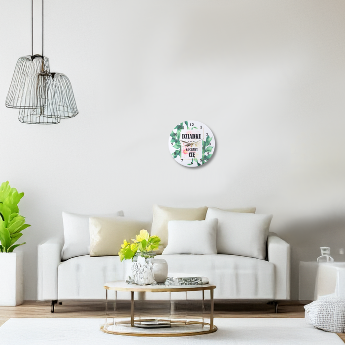 zegar dla dziadka, prezent na Dzień Dziadka, zegar ścienny 30 cm, personalizowany zegar dla dziadka