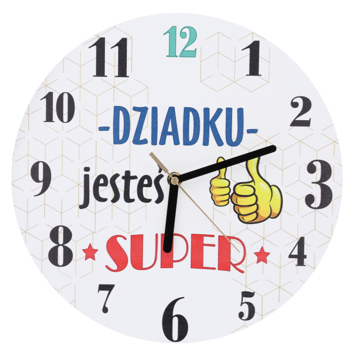 zegar dla dziadka, prezent na Dzień Dziadka, zegar ścienny 30 cm, personalizowany zegar dla dziadka