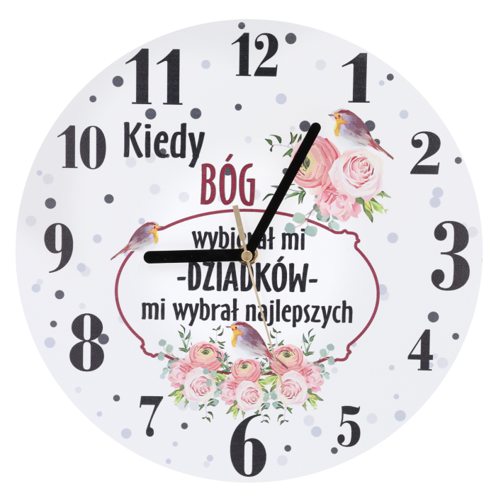 zegar dla babci i dziadka, prezent na Dzień Babci, prezent na Dzień Dziadka, zegar ścienny z napisem, personalizowany zegar, upominek dla dziadków