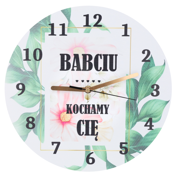 zegar dla babci, prezent na Dzień Babci, zegar ścienny z napisem, personalizowany zegar, upominek dla babci, dekoracja ścienna dla babci, zegar z napisem dla babci, prezent dla babci