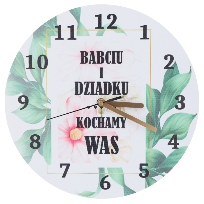 zegar dla babci i dziadka, prezent na Dzień Babci i Dziadka, zegar ścienny z napisem, personalizowany zegar, upominek dla babci i dziadka, dekoracja ścienna dla babci i dziadka