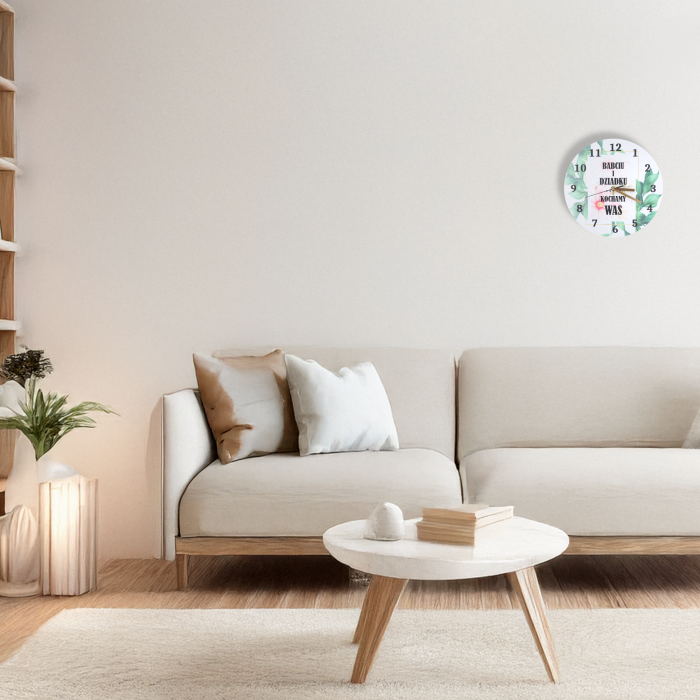 zegar dla babci i dziadka, prezent na Dzień Babci i Dziadka, zegar ścienny z napisem, personalizowany zegar, upominek dla babci i dziadka, dekoracja ścienna dla babci i dziadka