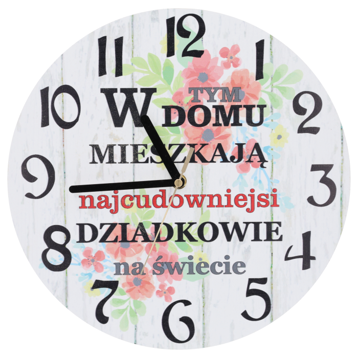 zegar dla dziadków, prezent na Dzień Babci, prezent na Dzień Dziadka, dekoracja do domu, zegar ścienny z napisem, upominek dla dziadków, zegar z napisem dla dziadków