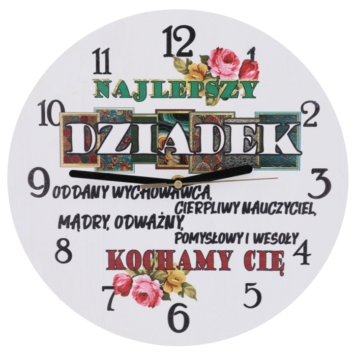 zegar dla dziadka, prezent na Dzień Dziadka, zegar ścienny 30 cm, personalizowany zegar, upominek dla dziadka