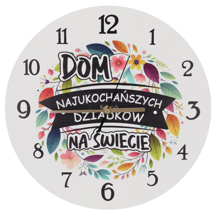 zegar dla dziadków, prezent na Dzień Babci i Dziadka, zegar ścienny 30 cm, personalizowany zegar, upominek dla dziadków