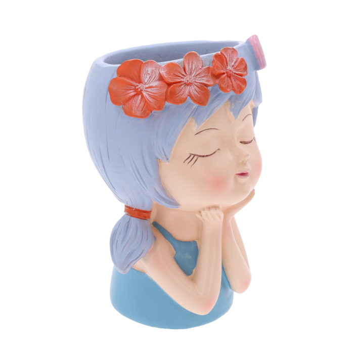 osłonka ceramiczna, osłonka dziewczynka, dekoracja wnętrz, prezent dla miłośników roślin, średnia osłonka na rośliny