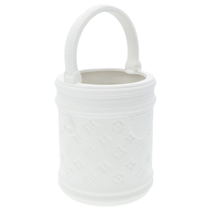 biała osłonka gipsowa, elegancka dekoracja, minimalistyczny dodatek, osłonka na rośliny, świąteczne stroiki, biały kosz prezentowy, wiosenna ozdoba, klasyczny styl, gipsowa osłonka na kwiaty