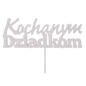 Biały topper XL Kochanym dziadkom to stylowe napisy na piku, które pięknie dekorują domowe upominki i bukiety dla seniorów. Wyraźny napis na drewnianym patyczku.