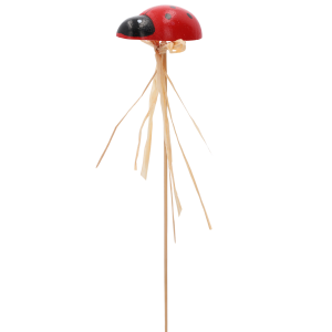Profilowe ujęcie biedronki na piku. Detal w postaci słomkowej kokardy nadaje całości naturalny charakter w każdej kompozycji.