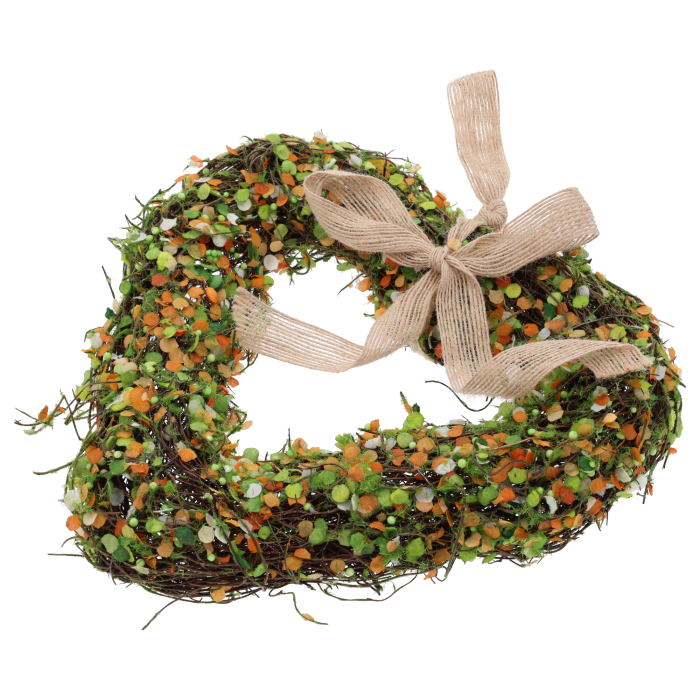 pomarańczowe serce z faszyny, rustykalne dekoracje, wiosenne dekoracje, dekoracje wnętrz, ozdoby na Walentynki, dekoracje weselne, dekoracje wielkanocne, prezenty na Dzień Matki, dekoracje do restauracji, naturalne ozdoby