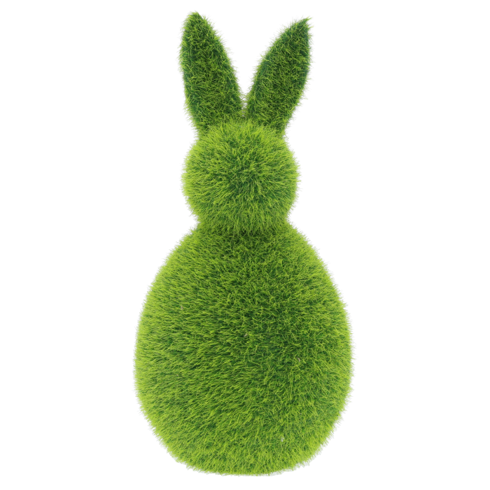 zielony zając wielkanocny, flokowany zając, ozdoby wielkanocne, dekoracje świąteczne, wielkanocne aranżacje, wiosenne dekoracje, stroiki wielkanocne, ozdoba stołu, dekoracja wnętrz na Wielkanoc