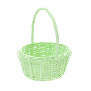 Zielony okrągły kosz wiklinowy ⌀ 22 cm w rozmiarze M. Ręcznie pleciony koszyk z naturalnej wikliny na święconkę.