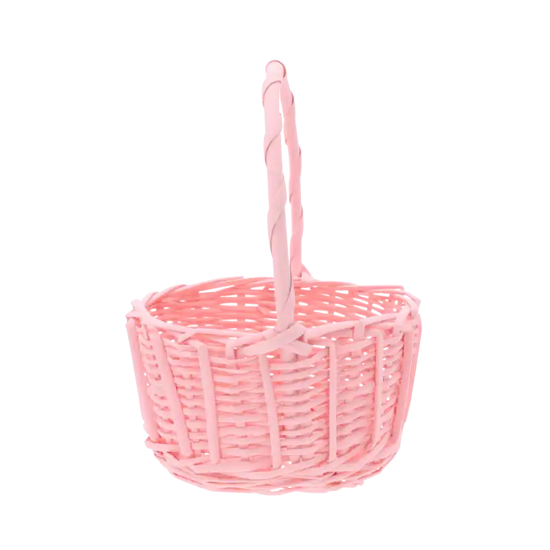 Kosz wiklinowy ⌀ 22 cm w kolorze różowym, ustawiony w pozycji prostej. Widoczna faktura ręcznego splotu, która nadaje mu unikatowy, wiosenny wygląd.
