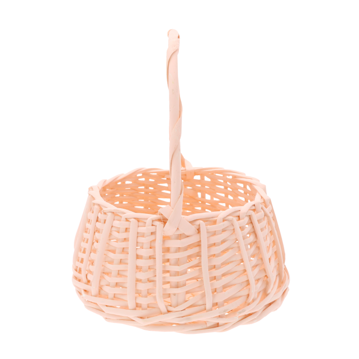 łososiowy kosz wiklinowy, koszyk wielkanocny, kosz na święconkę, pastelowy koszyk, organizer wiklinowy, kosz na owoce, dekoracja wielkanocna, koszyk na prezent, wiosenne aranżacje, rustykalny koszyk