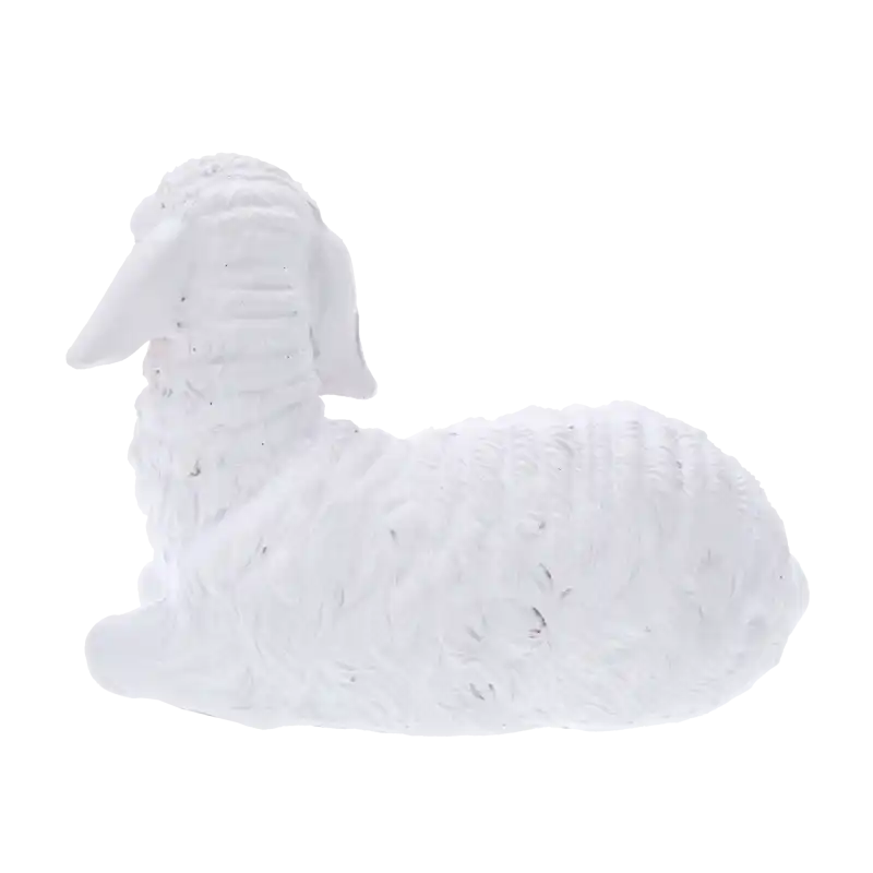 Tylna część figurki owieczki, prezentująca dbałość o detale faktury materiału oraz elegancki wygląd dekoracji.