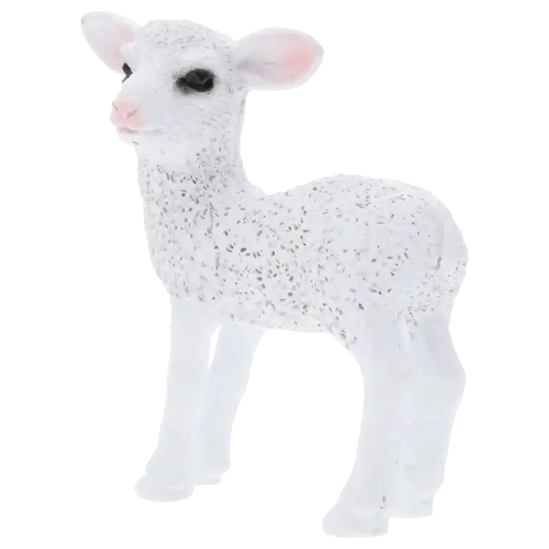 Detale figurki owieczki w kolorze białym. Kompaktowy rozmiar 8 cm pozwala na łatwe dopasowanie ozdoby do stroików wielkanocnych i innych wiosennych dekoracji.