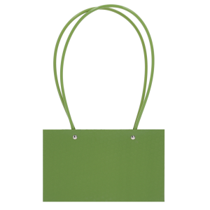 Zielona torebka kwiatowa 35 cm z uchwytami, prezentowana na wprost. Eleganckie opakowanie na bukiety i rośliny, idealne na Dzień Kobiet.