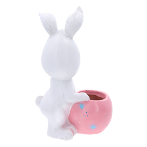 Zające figurki i donice ogrodowe w praktycznym wydaniu. Ujęcie od tyłu pokazujące kształt figurki.