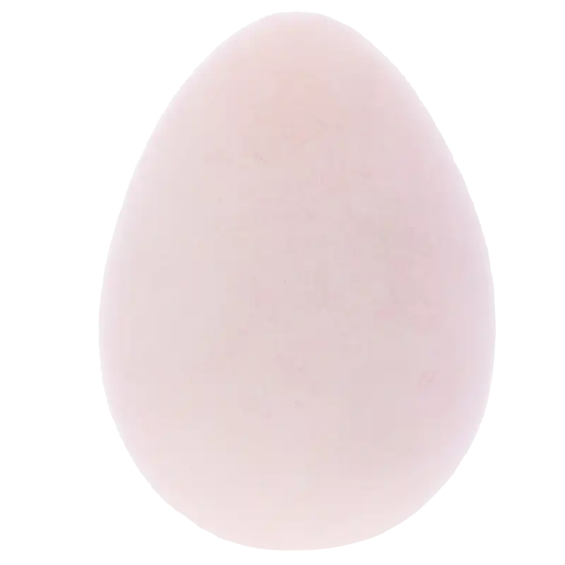 Flokowane jajo w kolorze jasnego różu o wysokości 15 cm. Aksamitna powierzchnia dekoracji sprawia, że jest to idealny element do wielkanocnych stroików.
