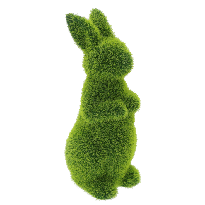 Zielony flokowany zając wielkanocny do ogrodu, duże dekoracje wielkanocne, figurka zająca 18 cm, tanie ozdoby action, dekoracje na Wielkanoc dealz