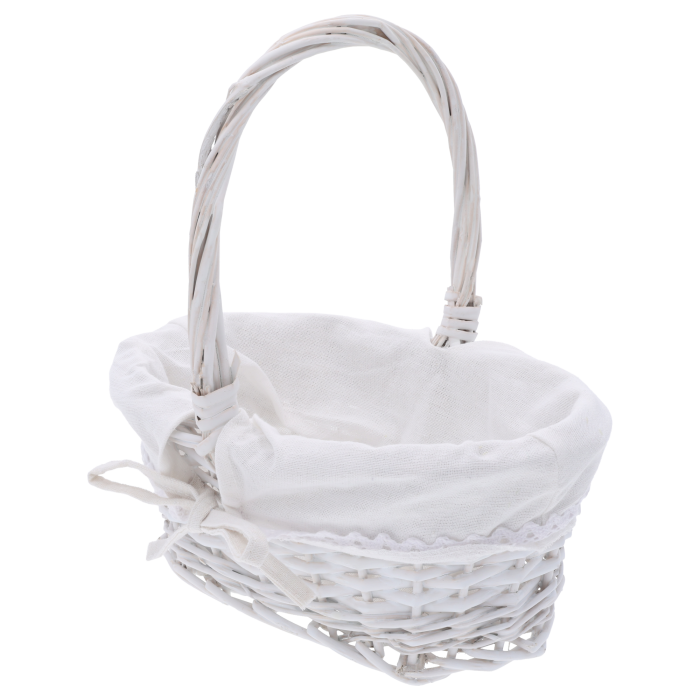Koszyk wielkanocny wiklinowy, kosz na prezent z wyściółką, owalny kosz z materiałem, kosz wiklinowy na piknik, Sinsay Home, Action Decor, Dealz Easter.