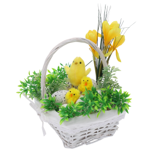 Kosz wiklinowy kwadratowy biały S, koszyk wielkanocny, kosz z materiałem, koszyk wiklinowy dekoracyjny, Pepco Easter, Homla Spring, Home&amp;you Decor.