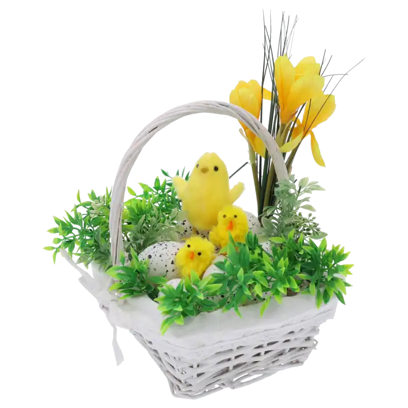 Kosz wiklinowy kwadratowy biały S, koszyk wielkanocny, kosz z materiałem, koszyk wiklinowy dekoracyjny, Pepco Easter, Homla Spring, Home&amp;you Decor.