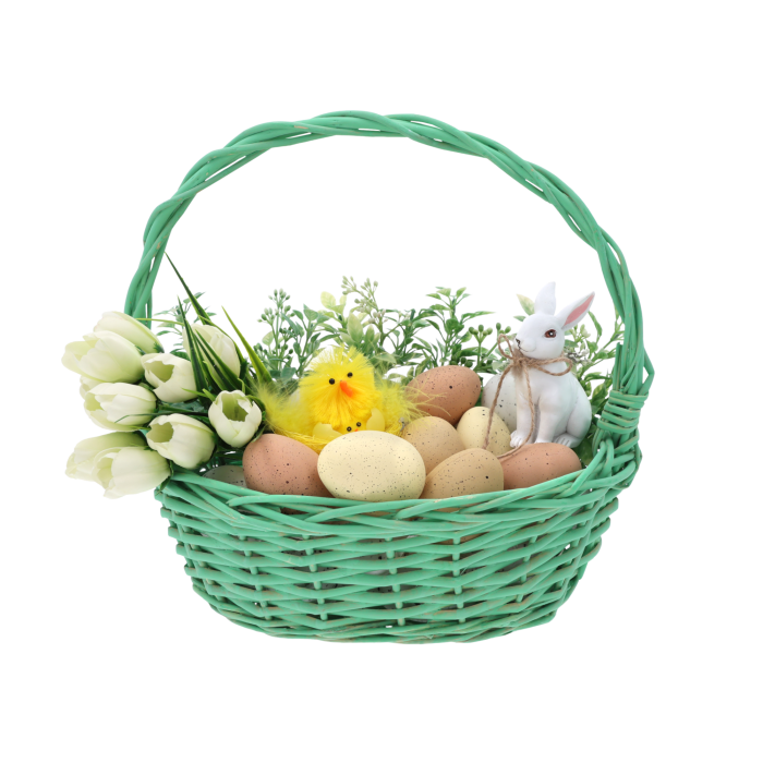 kosz wiklinowy, kosz na święconkę, kosz wielkanocny, kosz owalny, kosz zielony, kosz prezentowy, kosz na owoce, kosz kwiatowy, osłonka na rośliny, kosz dekoracyjny