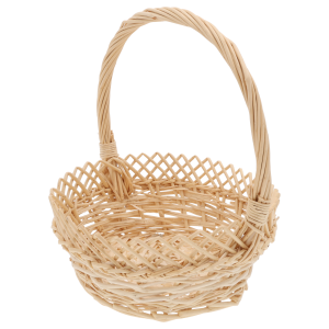 Kosz wiklinowy 20 cm ukazany pod lekkim kątem. Prezentacja plecionki przy górnej krawędzi oraz stabilnej podstawy.